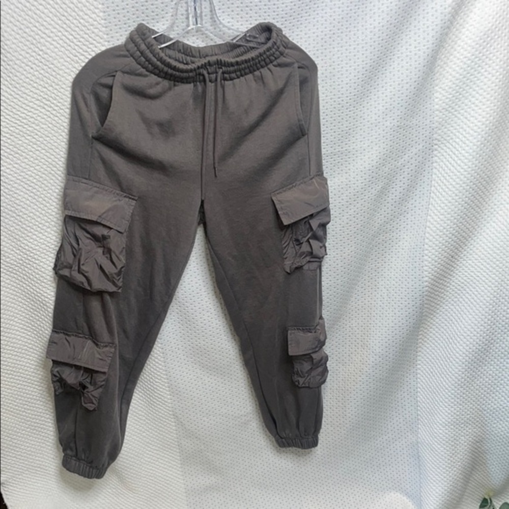 Refuge Charcoal Ruffle Cargo Joggers